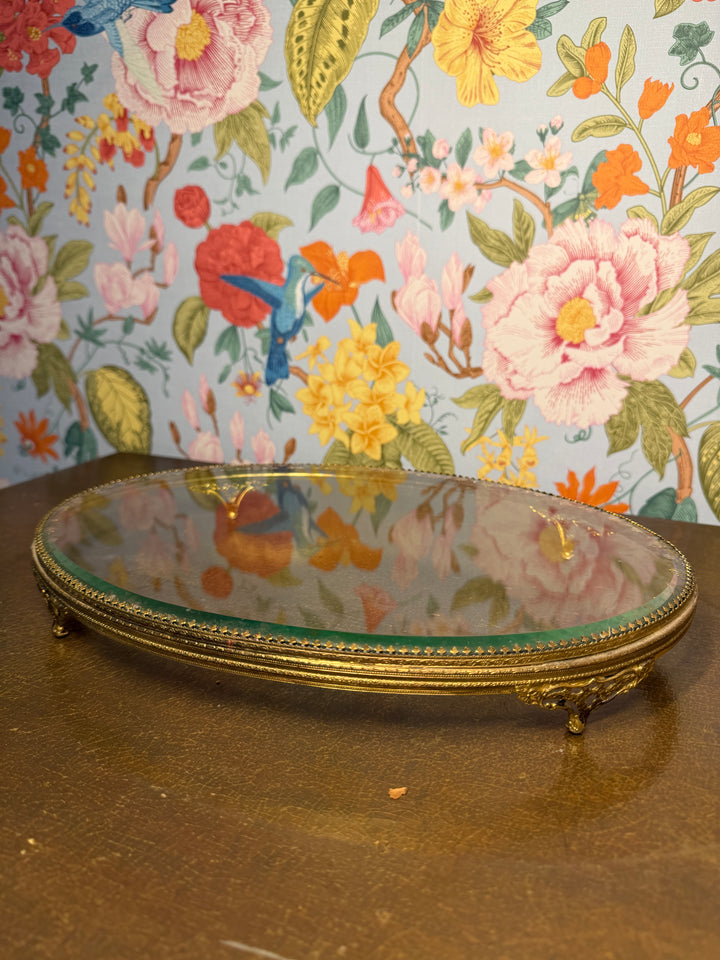 Glass Mirrored Vanity Tray