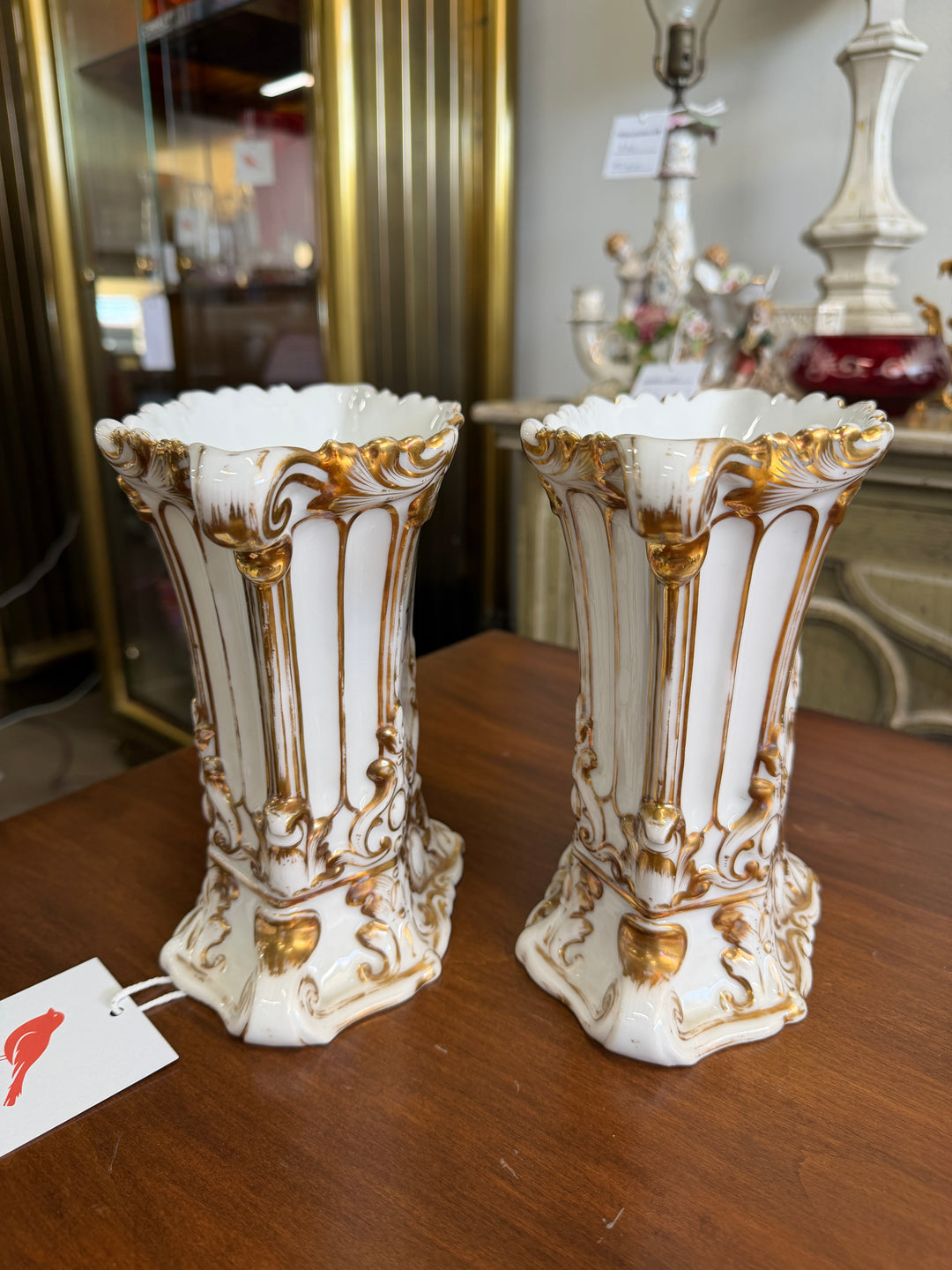 Set of 2 Antique French Porcelain Vases