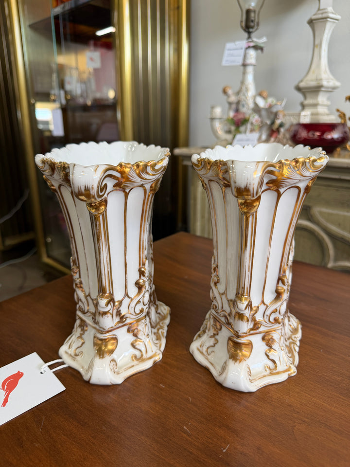 Set of 2 Antique French Porcelain Vases