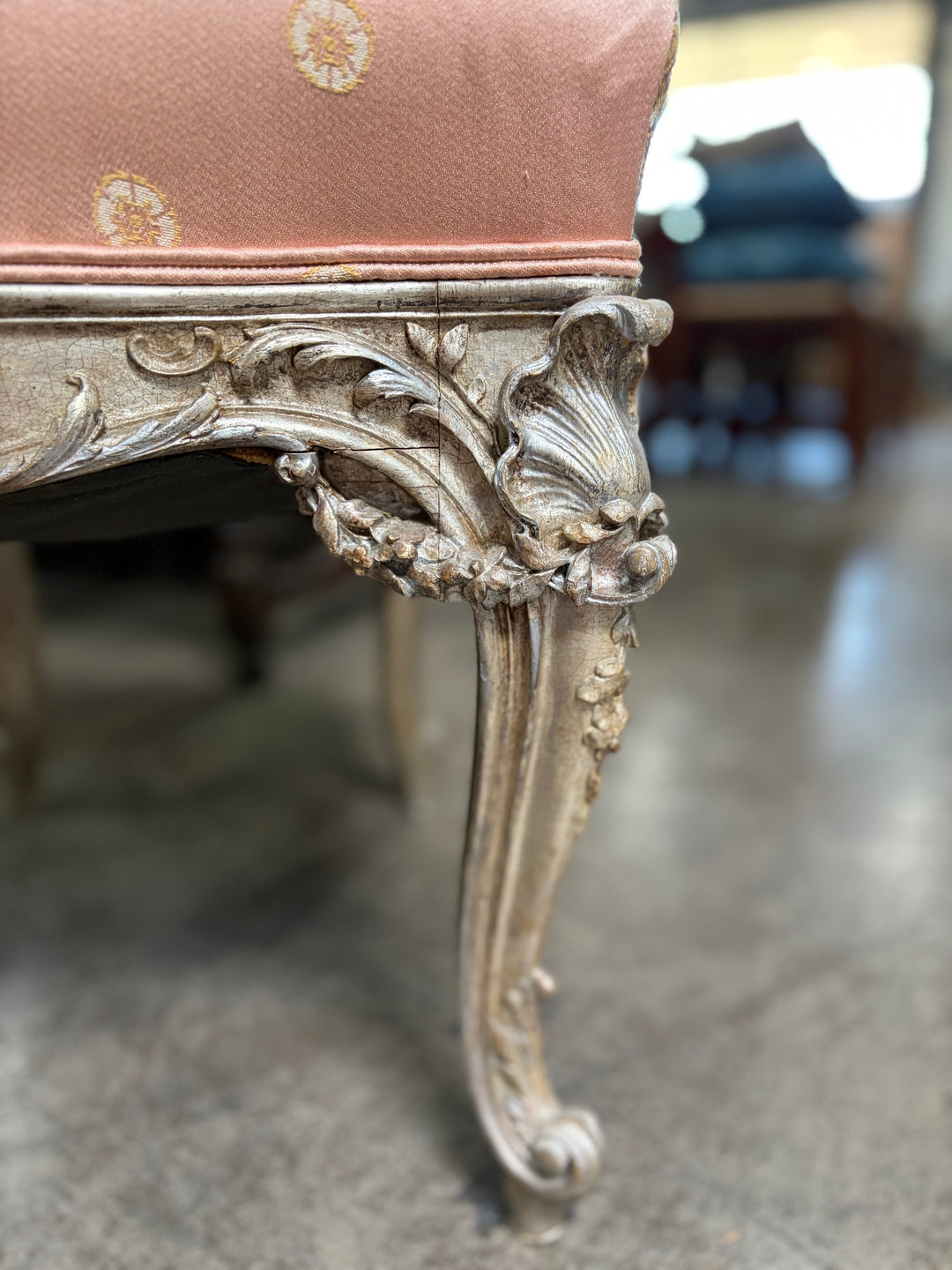 French Rococo-Style Silver-Gilt Carved Side Chair