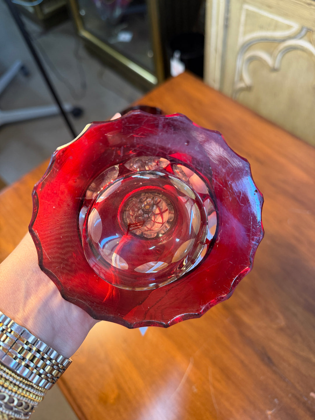 Vintage Bohemian Red Glass Vase