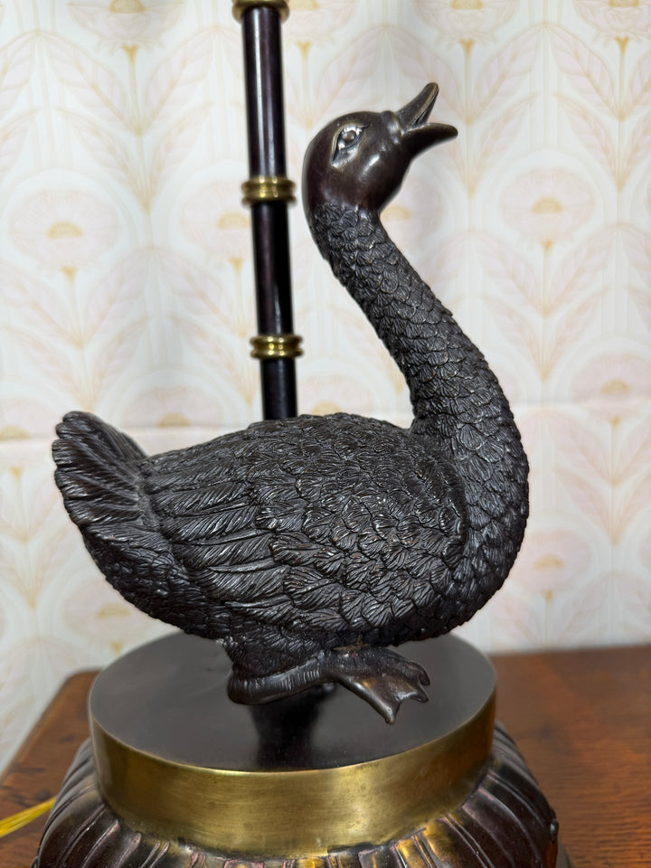 Late 20th Century Cast Bronze Ducks Lamps - Set of 2
