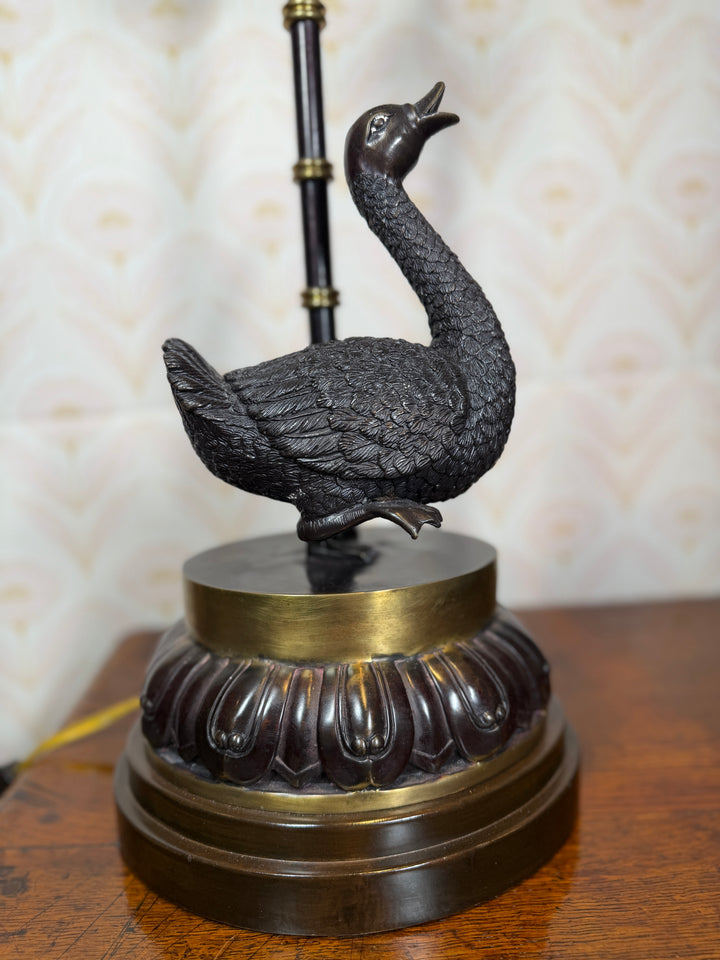 Late 20th Century Cast Bronze Ducks Lamps - Set of 2
