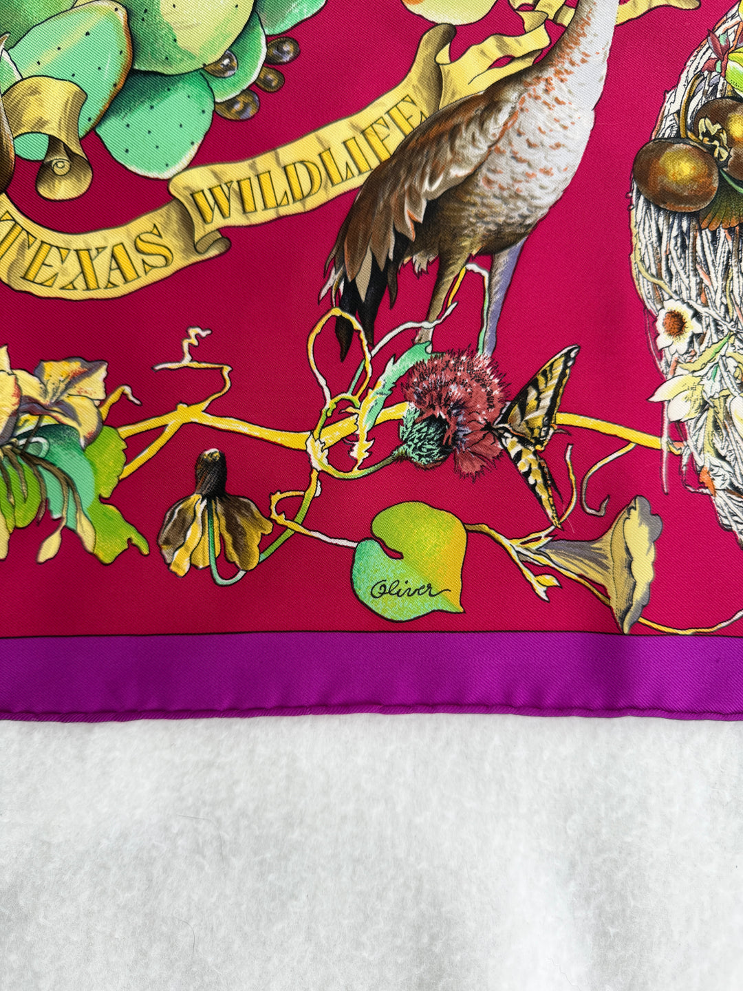 Vintage HERMÈS “Fauna et Flora du Texas” Silk Scarf by Kermit Oliver 90
