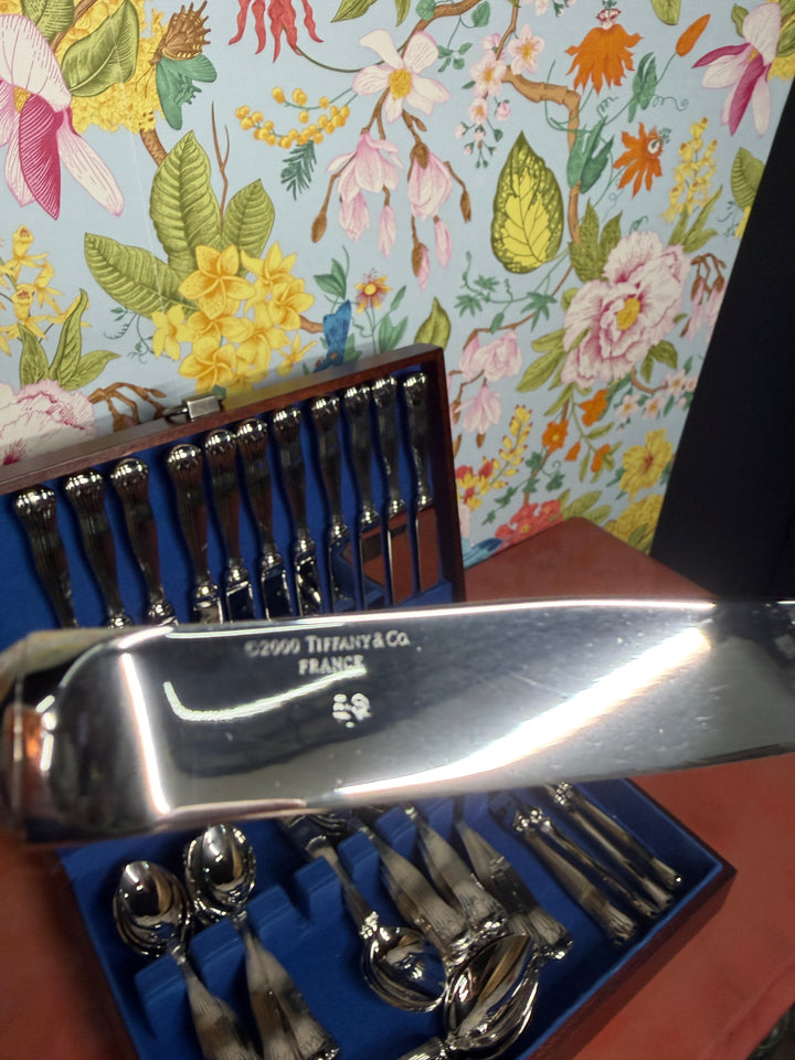 Vintage Tiffany & Co Flatware Set - Set of 16 Knives, 2 Serving Forks, 3 Serving Spoons, 16 Soup Spoons, 16 Dessert Spoons