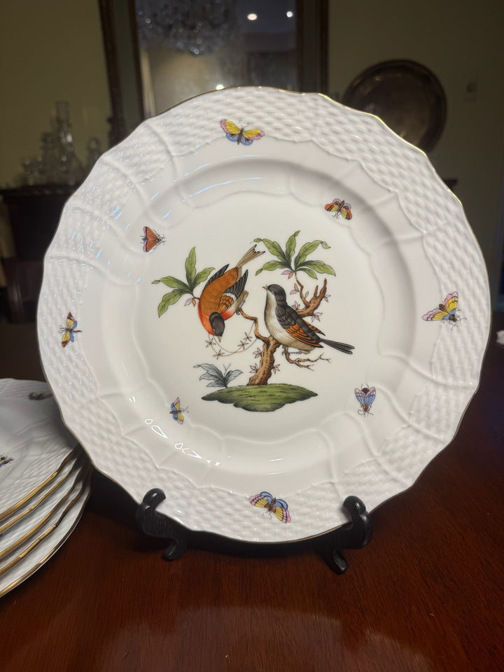 6 Herend Rothschild Dinner Plates (#1527)