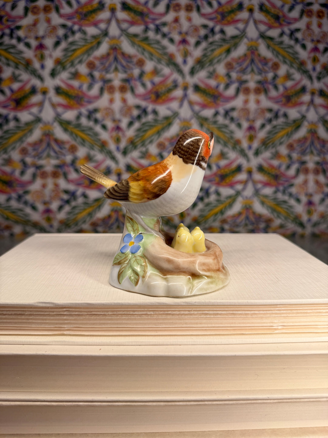Herend Porcelain Bird Figurine with Nest and Chicks