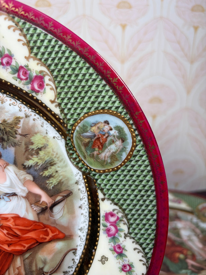Pair of Vienna-Style Porcelain Cabinet Plates with Classical Figural Scenes