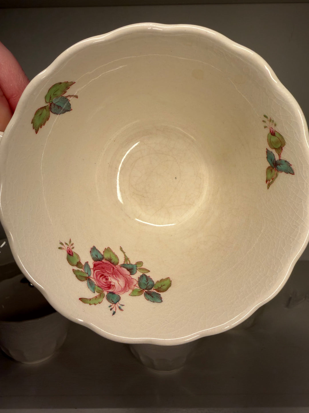 Spode Billingsley Rose Saucers and Cups - Set of 10