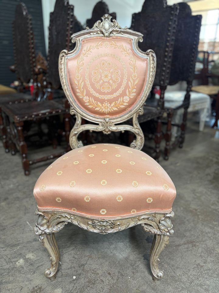 French Rococo-Style Silver-Gilt Carved Side Chair