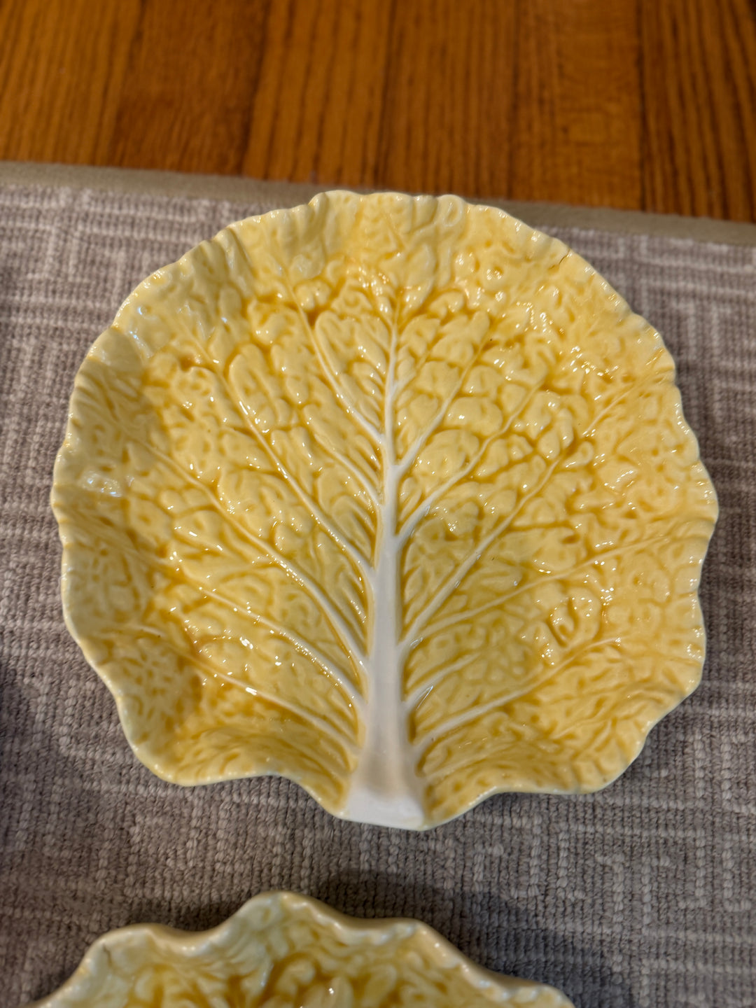 Vintage Bordallo Pinheiro Yellow Cabbage Salad Plates (Set of 10)