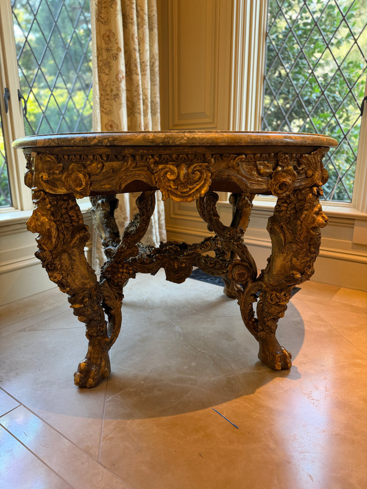 Italian Baroque Style Marble Giltwood Side Table