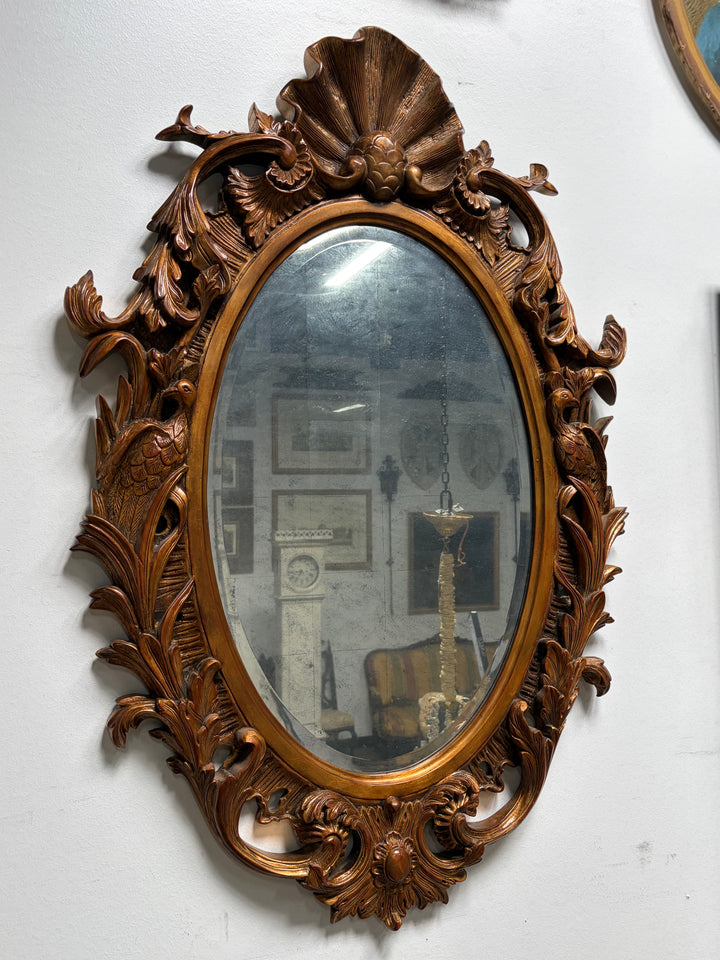 Large Oval Gilt Rococo-Style Wall Mirror