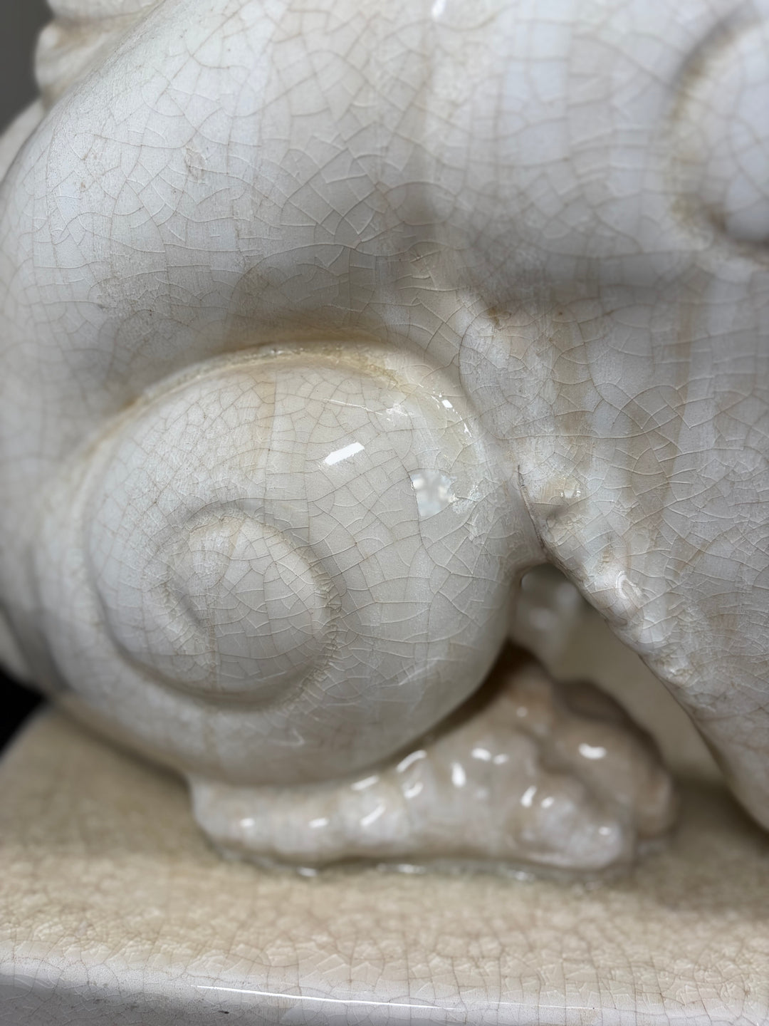 Pair Large White Glazed Ceramic Foo Dog Statues