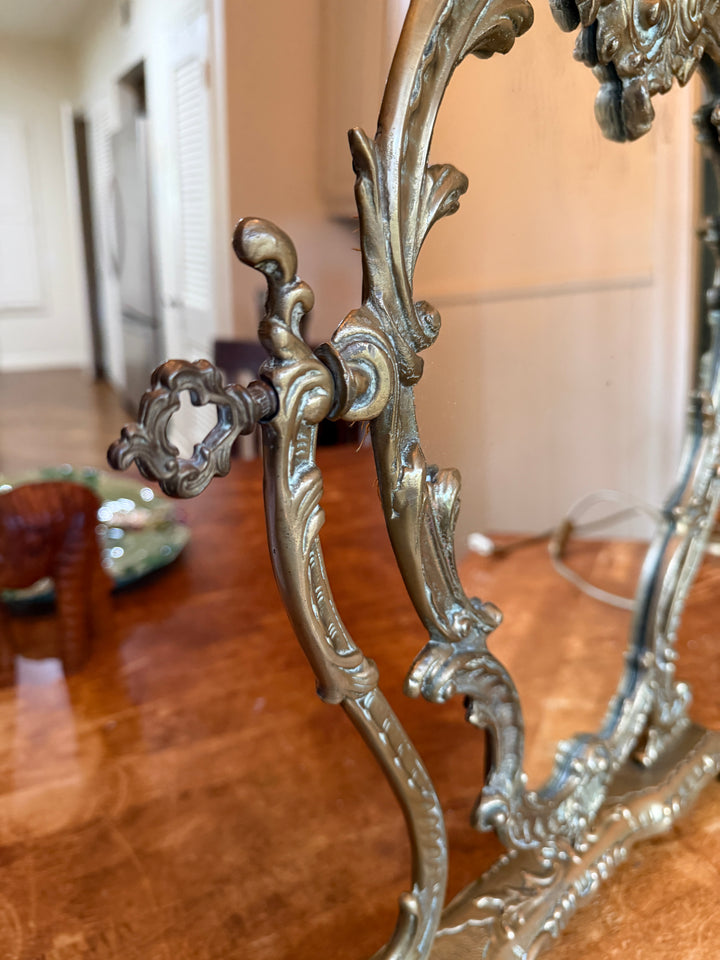 Antique French Brass Mirror