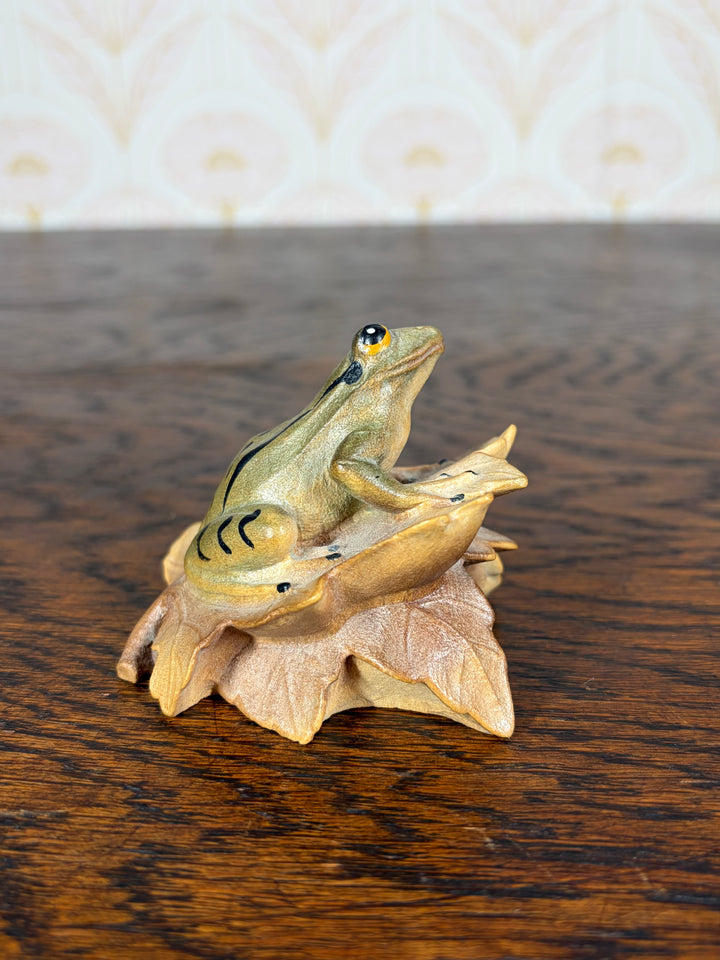 Hand Carved Wooden Frog