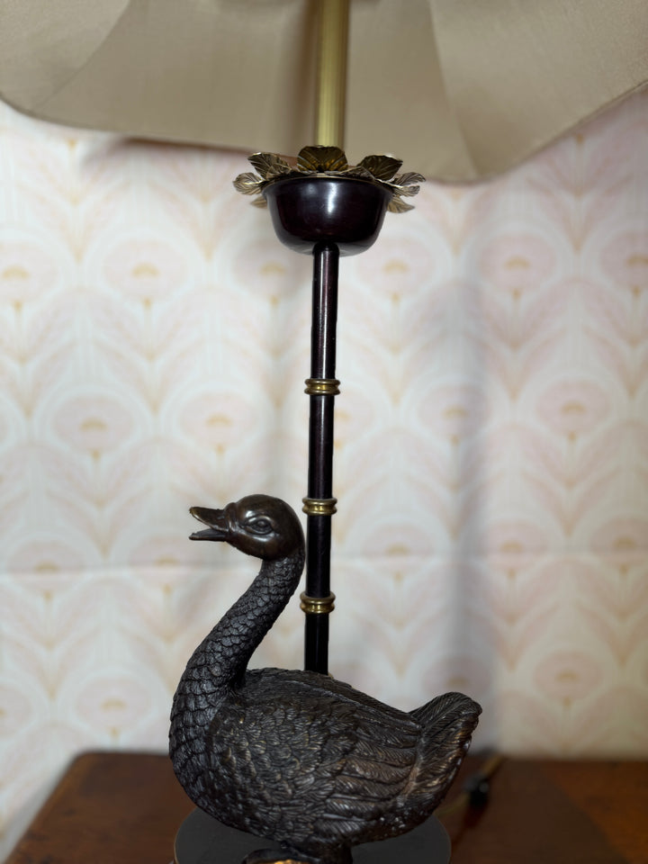 Late 20th Century Cast Bronze Ducks Lamps - Set of 2
