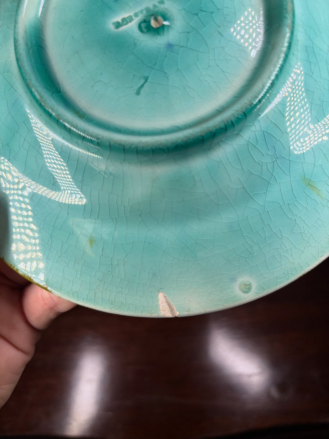 Set of Three Majolica-Style Ceramic Plates with Celtic Knotwork Border