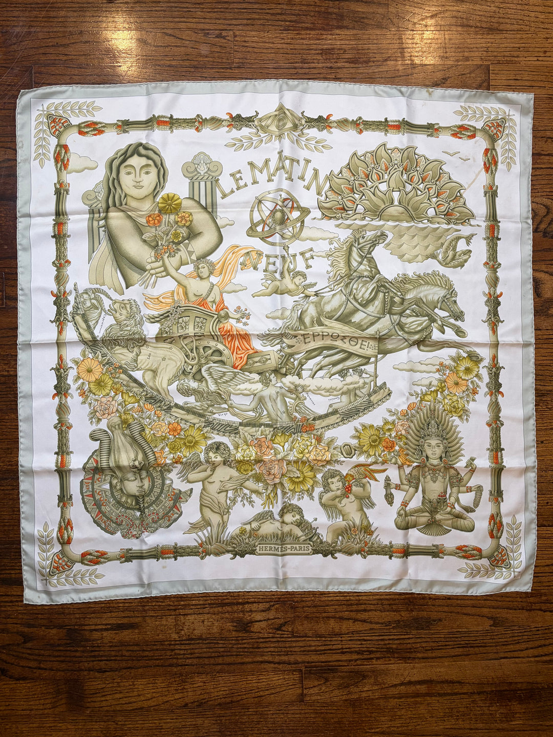 Vintage HERMÈS “Le Matin Neuf” Silk Scarf 90