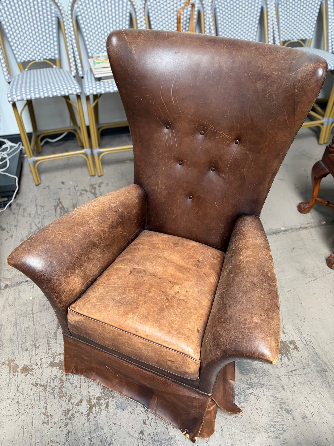 Vintage Leather Wingback Chair