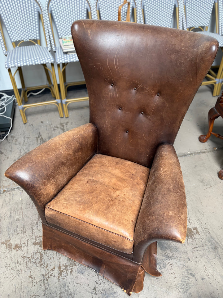 Vintage Leather Wingback Chair