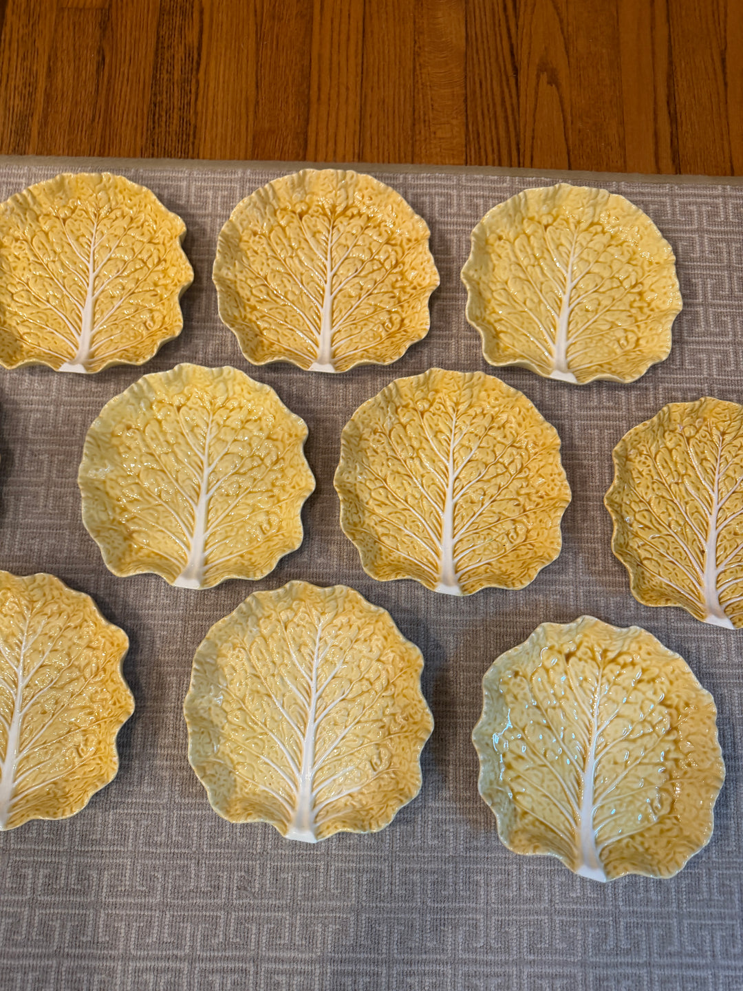 Vintage Bordallo Pinheiro Yellow Cabbage Salad Plates (Set of 10)