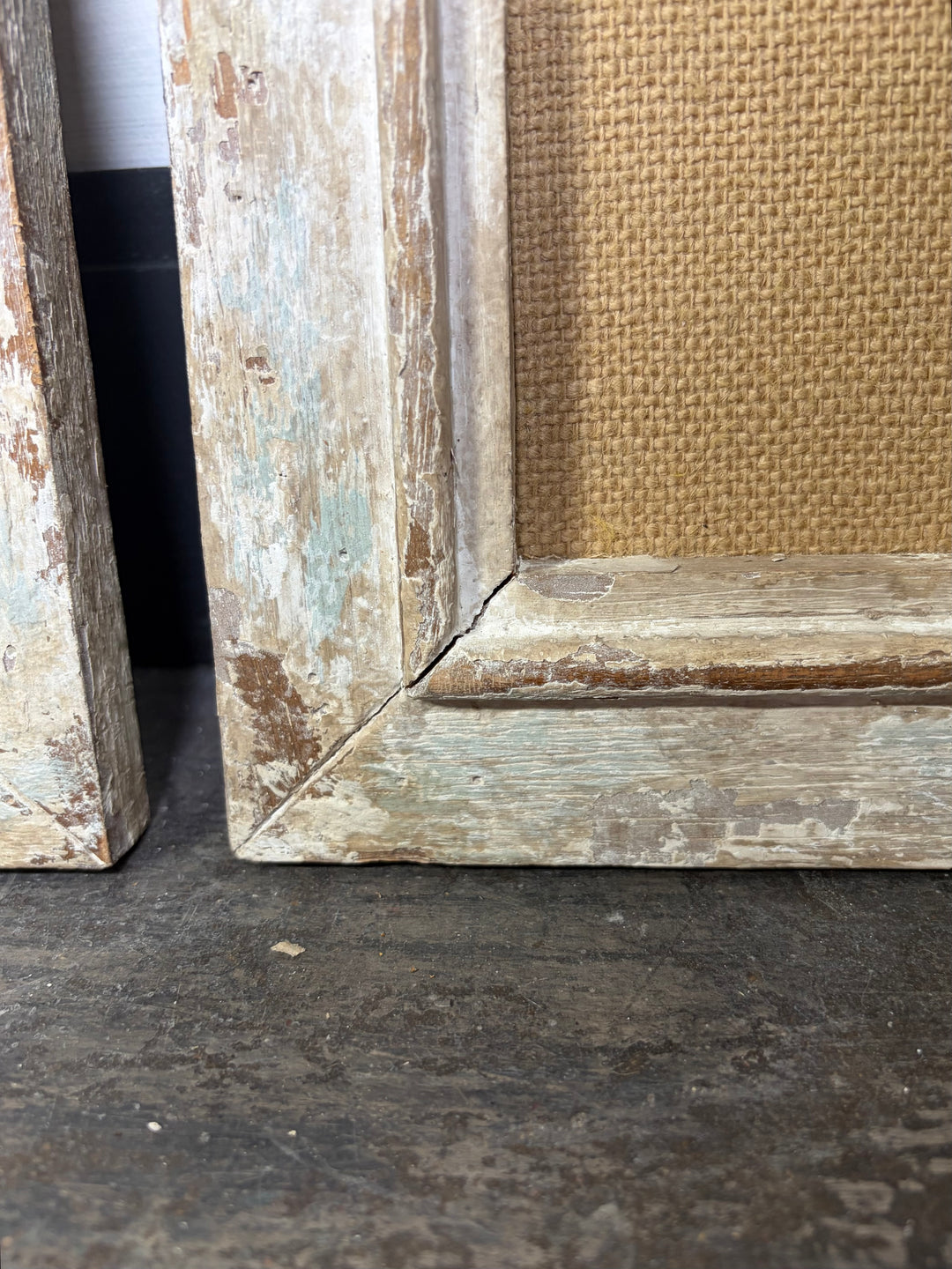 Pair of Distressed Wood Wall Candle Sconces with Burlap Panels