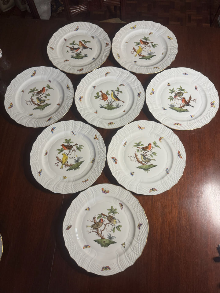 8 Herend Rothschild Dinner Plates (#1527)