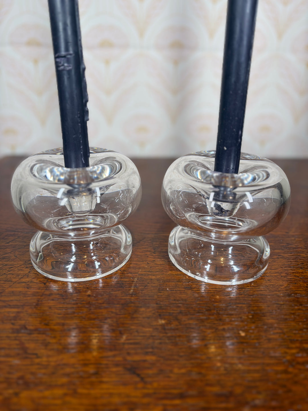 Unmarked Crystal Candlestick Holders