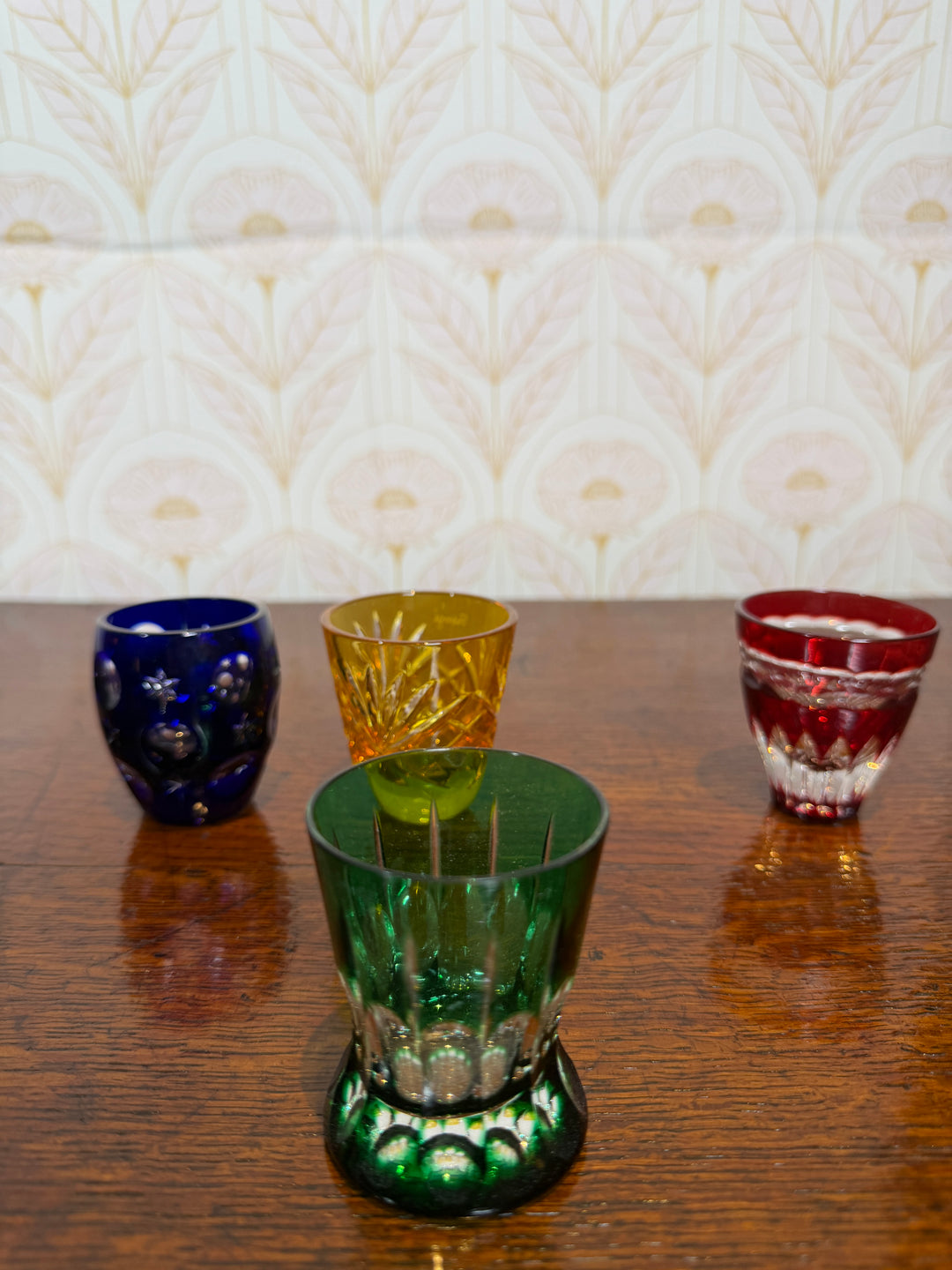 Set of 4 Colorful Fabergé Shot Glasses