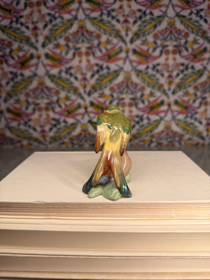 Herend Porcelain Bird Figurine on Branch with Berries