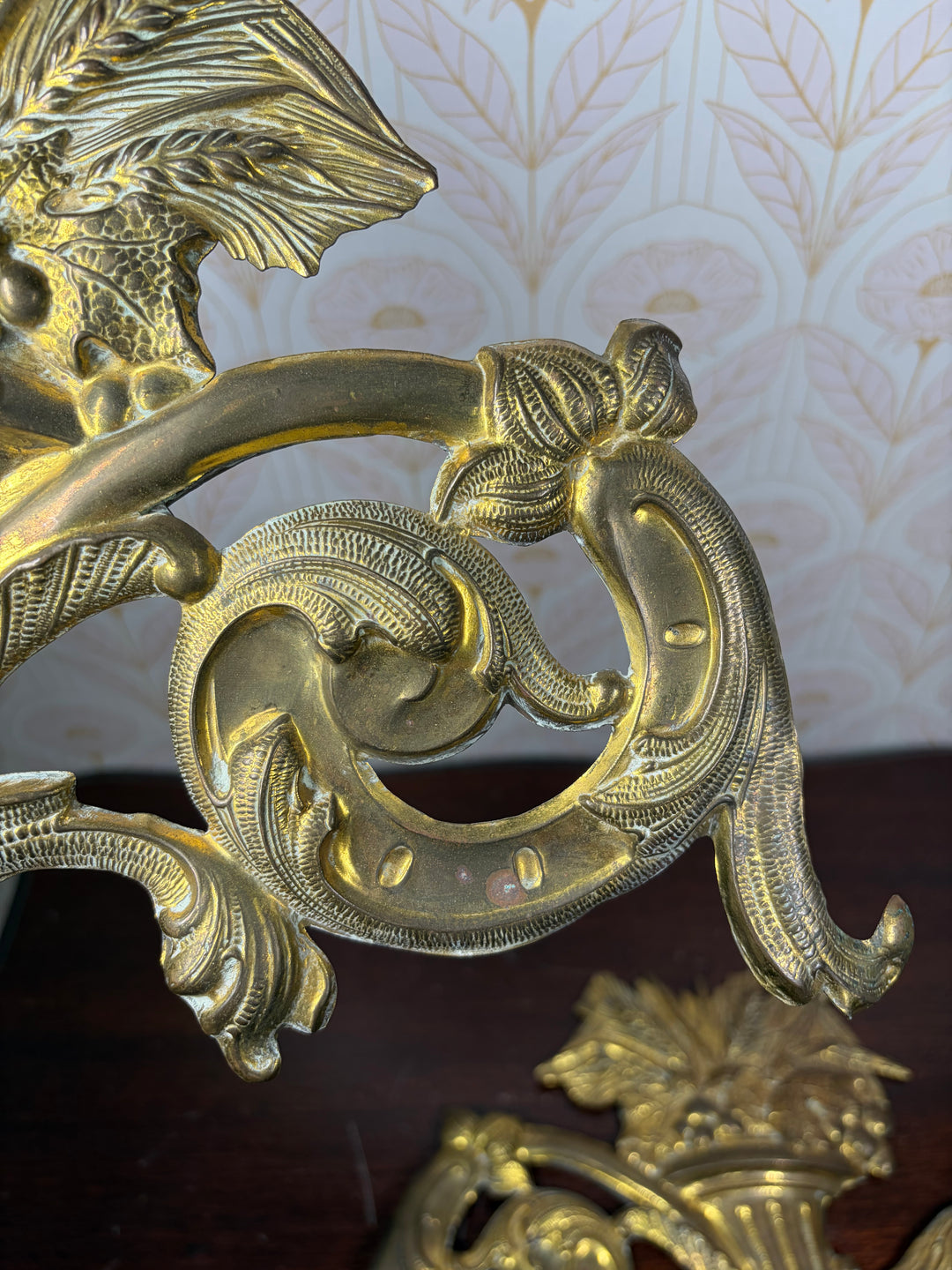 Pair of Gilt Bronze Rococo Acanthus & Cornucopia Ornamental Mounts