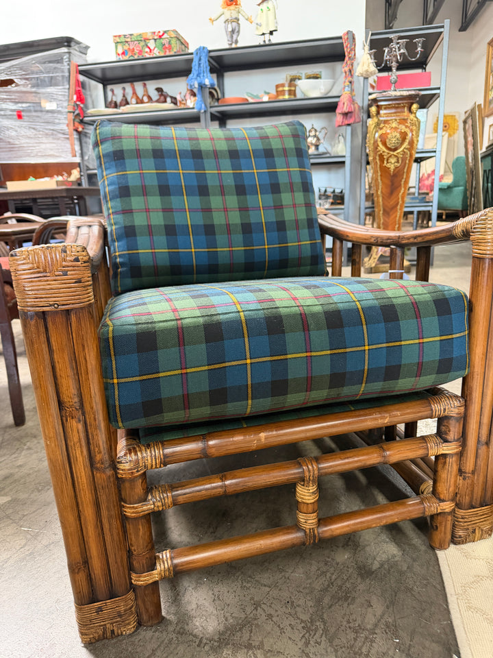 Set of 2 Vintage Bamboo and Rattan Chairs