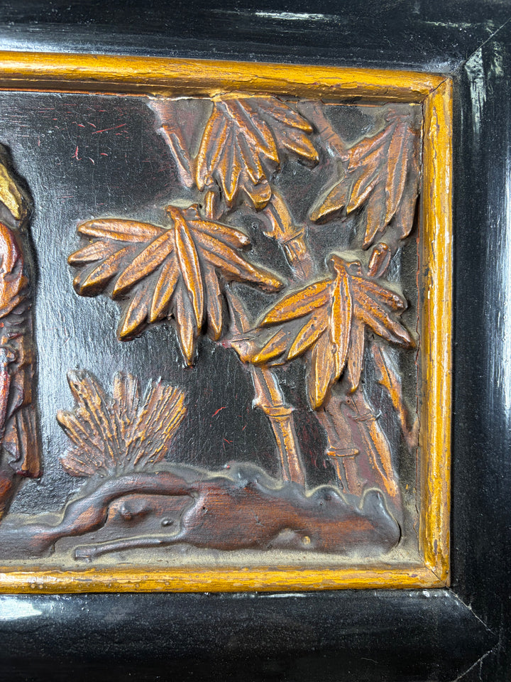 Pair of Chinese Chinoiserie Carved Wood Wall Panels