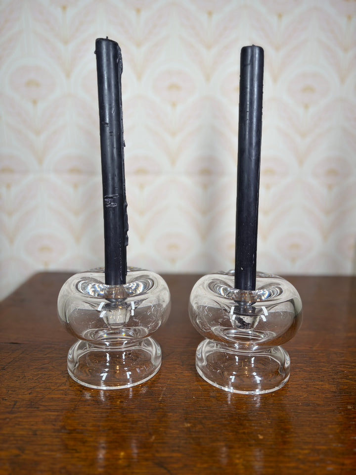Unmarked Crystal Candlestick Holders