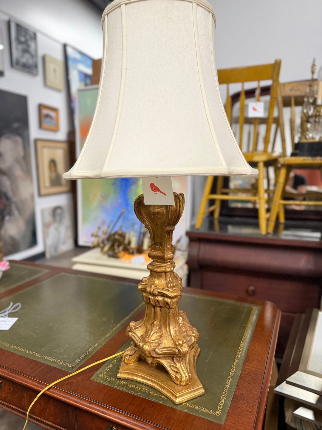 Gold Painted Empire Style Table Lamp