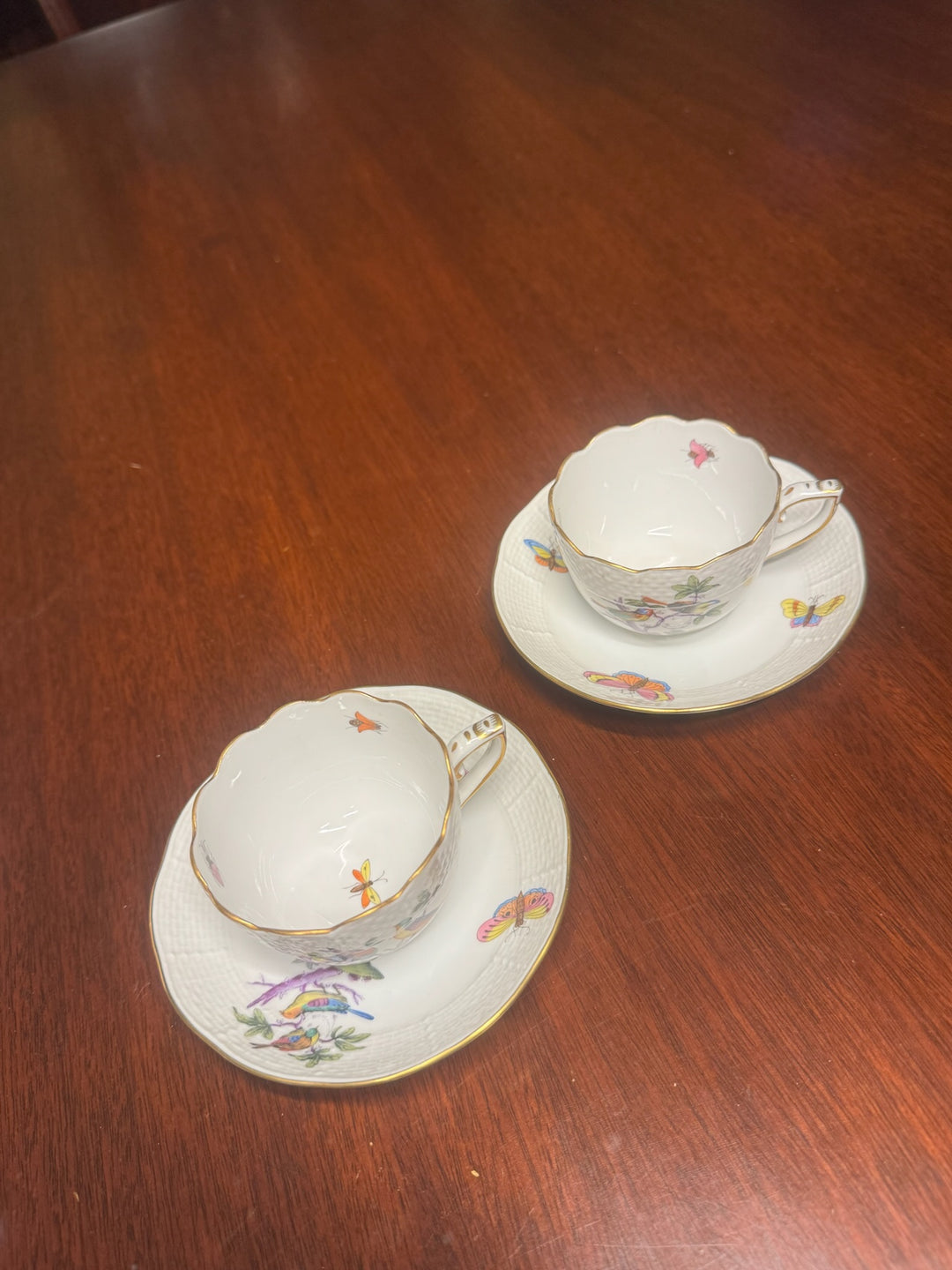 2 Herend Tea Cups and Saucers (#711)