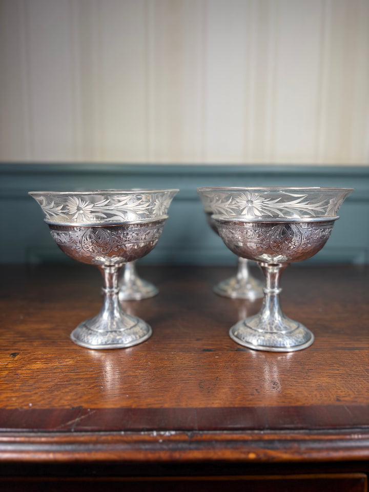 Schofield Baltimore Tudor Hammered Sterling Silver Sherbet Cups Set of 6