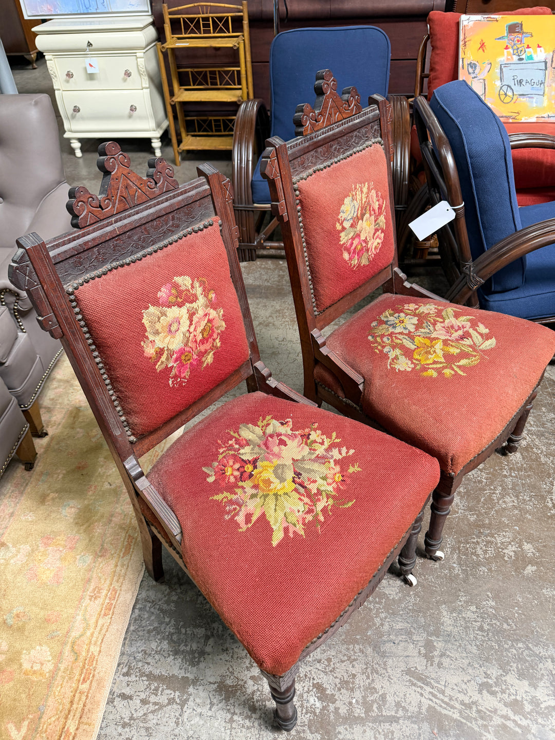 Antique Needlepoint Chairs (Set of 2)