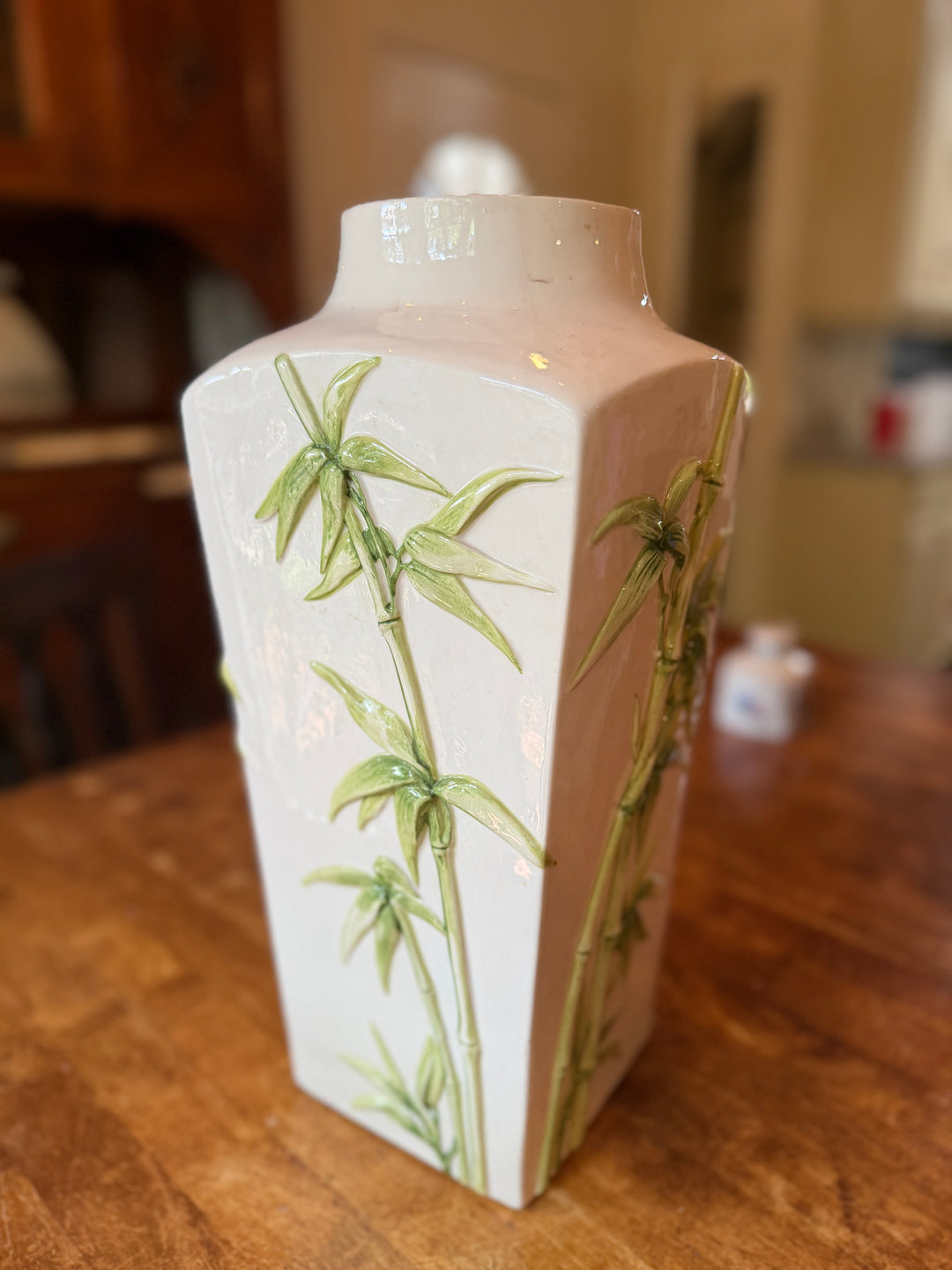 Mid-Century Majolica Bamboo Vase