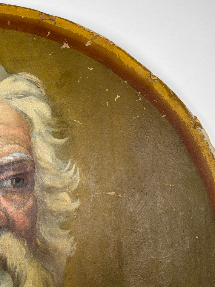 Round Tondo Oil Portrait of a Bearded Elder