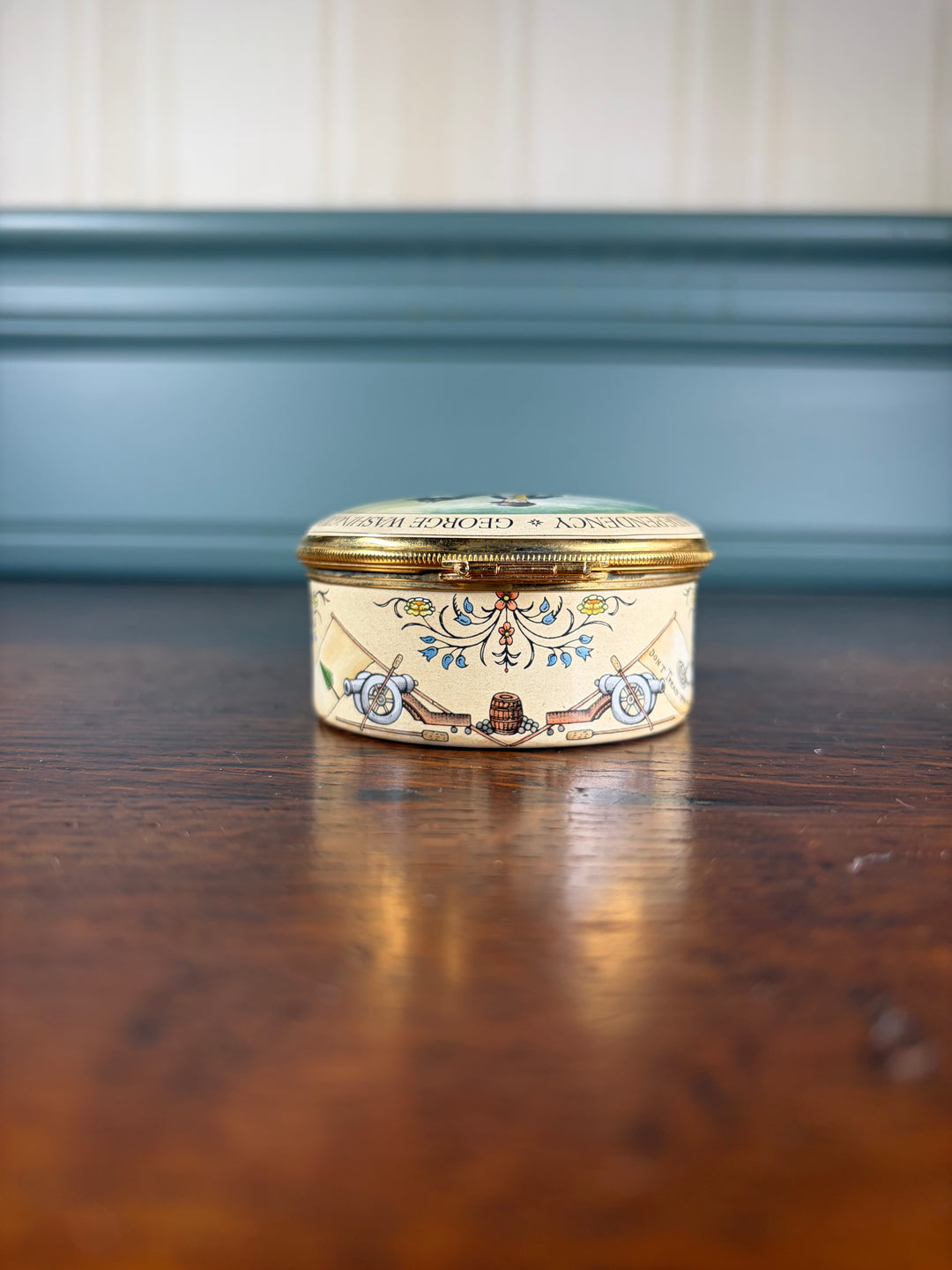 Halcyon Days George Washington Enamel Pill Box with Original Box