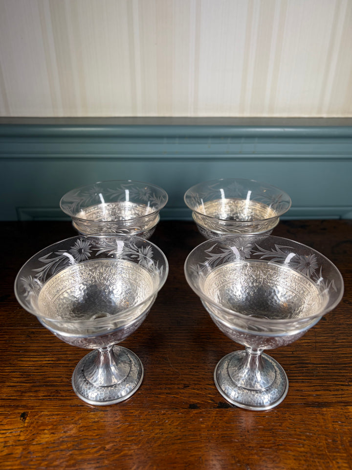 Schofield Baltimore Tudor Hammered Sterling Silver Sherbet Cups Set of 6