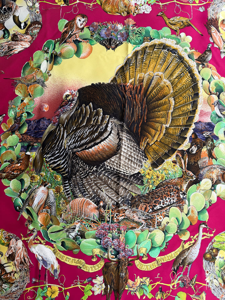Vintage HERMÈS “Fauna et Flora du Texas” Silk Scarf by Kermit Oliver 90