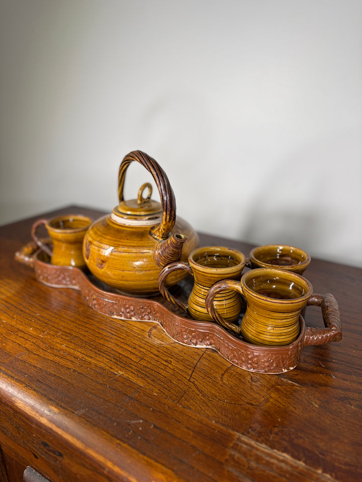 Handmade Studio Pottery Tea Set with Tray