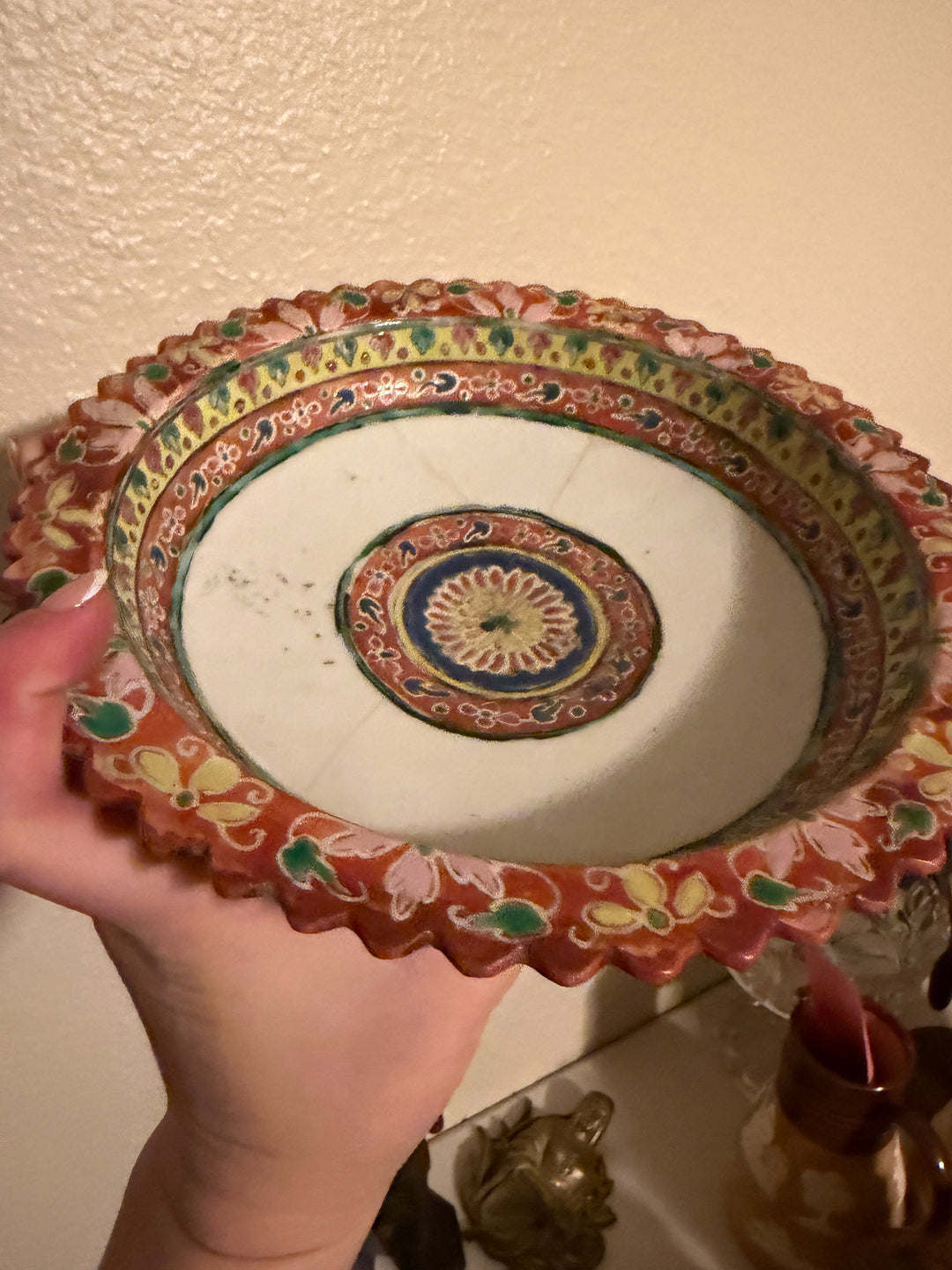 Polychrome Ceramic Footed Tazza / Compote
