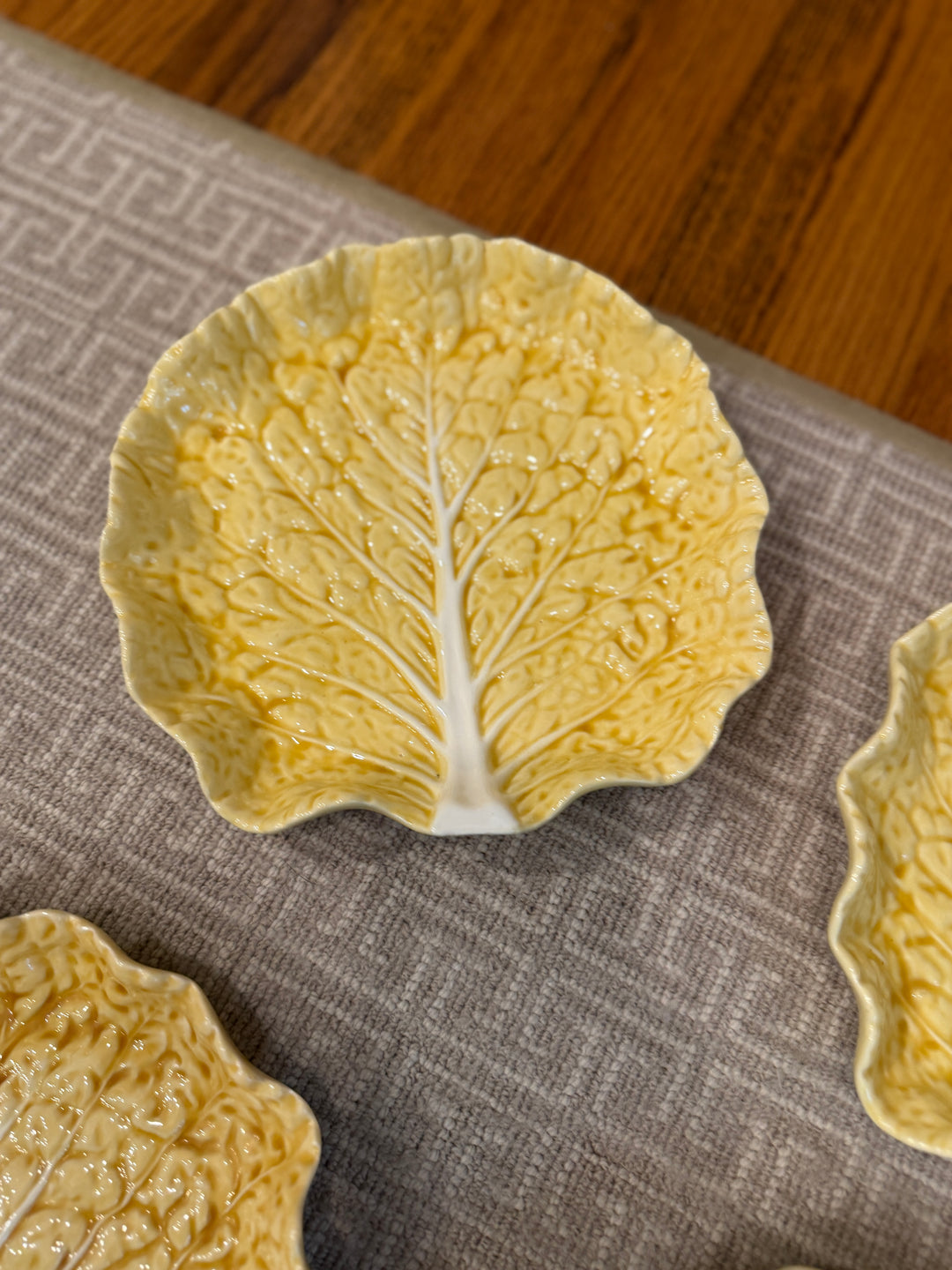 Vintage Bordallo Pinheiro Yellow Cabbage Salad Plates (Set of 10)