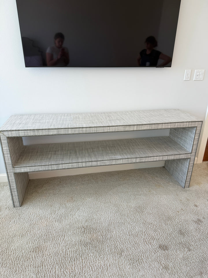 Fabric Upholstered Console Table with Nailhead Trim