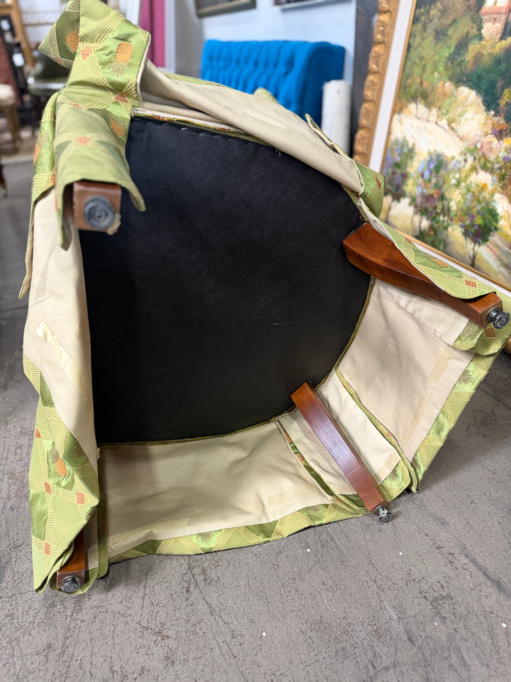 Pair of Green Upholstered Arm Chairs with Pineapple/Green Fabric