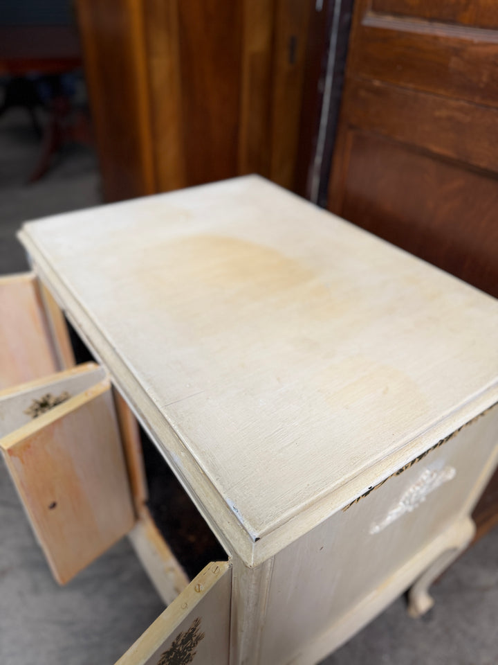 Small Antique Four Door Painted Cabinet